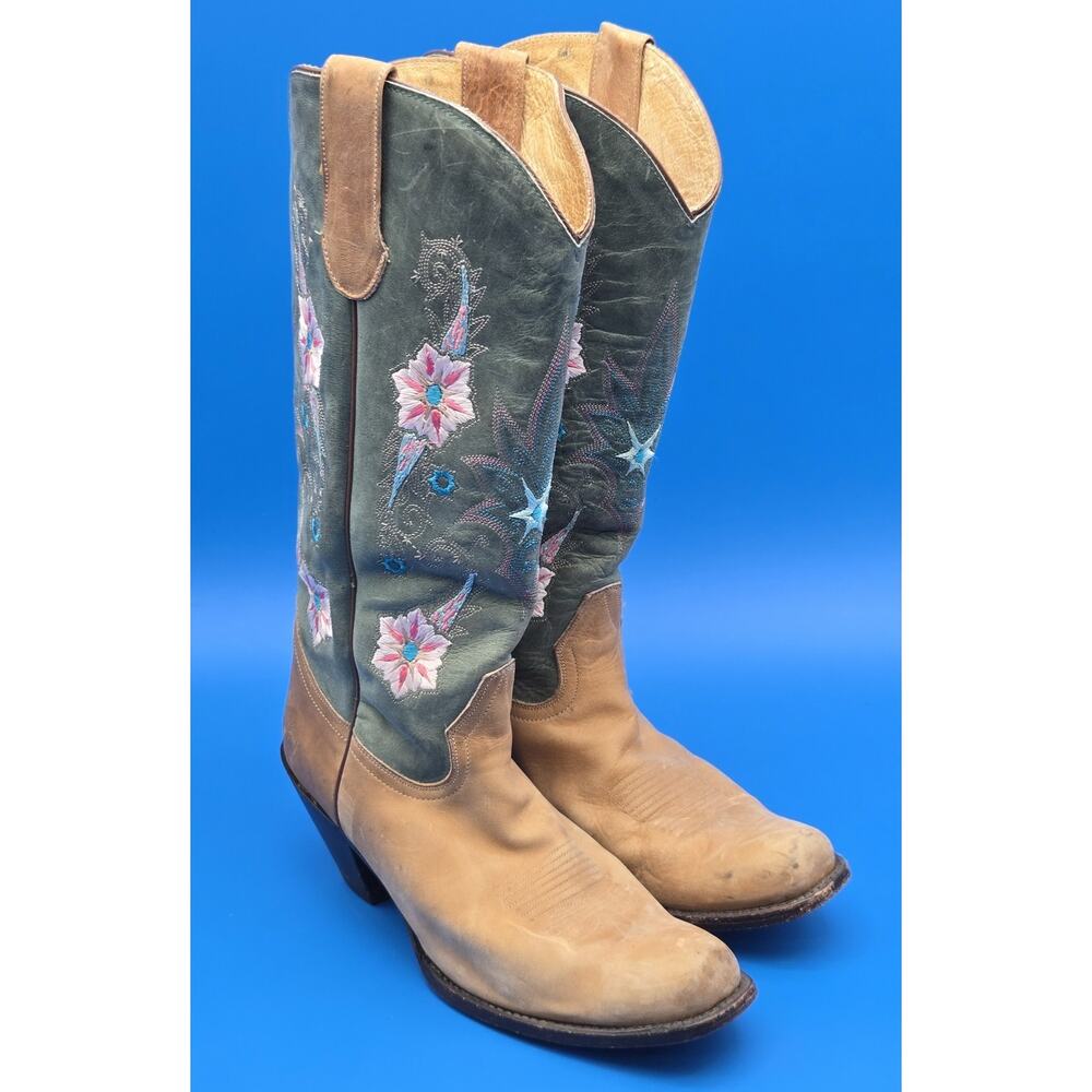 Sonora Double H Ashlee Western Cowboy Cowgirl Boots Women's 10 Stack Heel - Picture 2 of 12